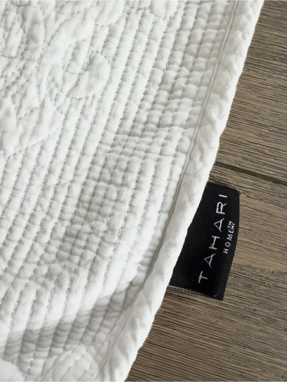 Tahari EURO White Quilted Paisley Cotton pillow case